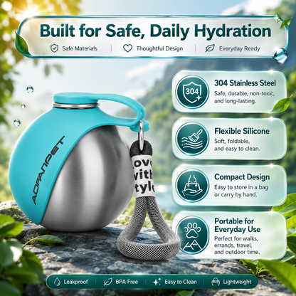 Portable Pet Water Bottle with Foldable Bowl