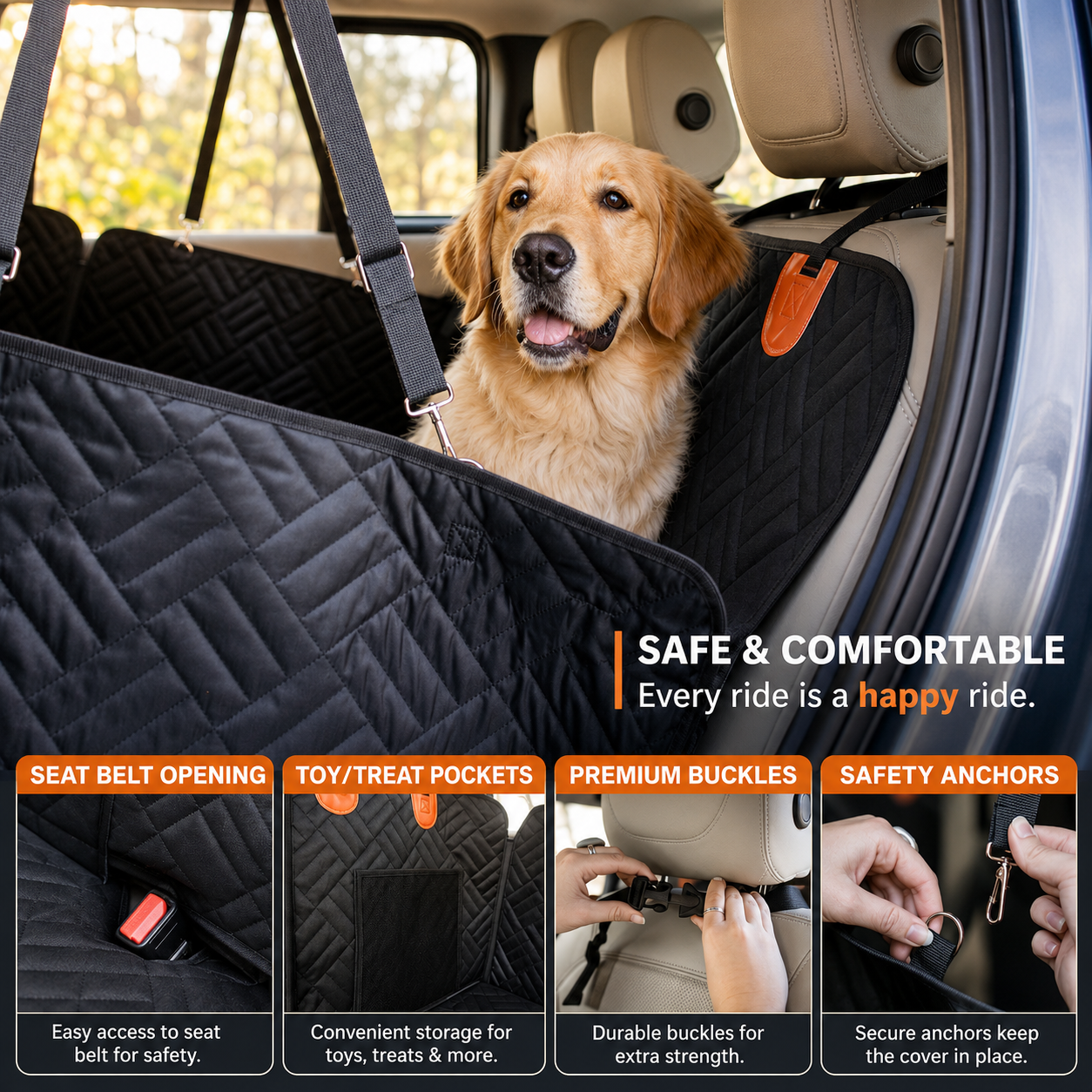 Hard-Bottom™ Car Seat Cover for Dogs