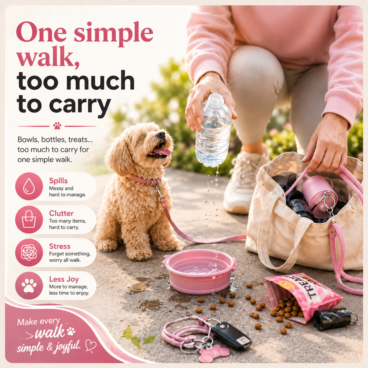 Portable Pet Water Bottle with Foldable Bowl